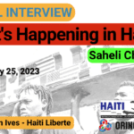 Poster with information about the interview with Kim Ives by Orinoco Tribune. Photo: Orinoco Tribune.