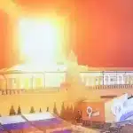 The moment of the explosion of one of the drones over a Kremlin building. Photo: Sky News.
