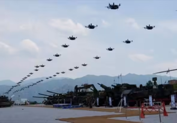 South Korean drones during a joint military exercise with US. Photo: HispanTV.