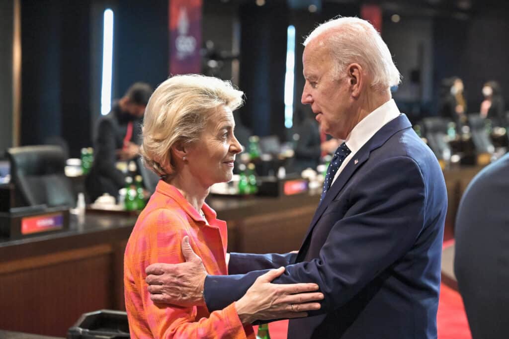EU Commission President Ursula von der Leyen meeting US President Joe Biden last year, at the G20 summit in Bali. Photo: European Commission/File photo.