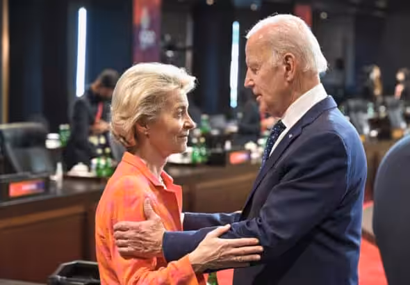 EU Commission President Ursula von der Leyen meeting US President Joe Biden last year, at the G20 summit in Bali. Photo: European Commission/File photo.