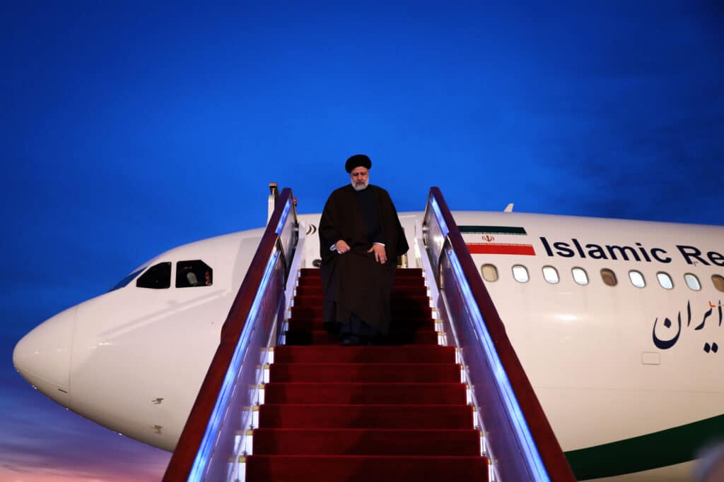 Iranian President Seyed Ebrahim Raisi exiting the presidential plane. Photo: Irangov.ir/File photo.