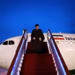 Iranian President Seyed Ebrahim Raisi exiting the presidential plane. Photo: Irangov.ir/File photo.