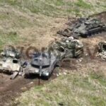 Tanks used by the Ukrainian military, destroyed in the counter-offensive. Photo: Voltaire Network.