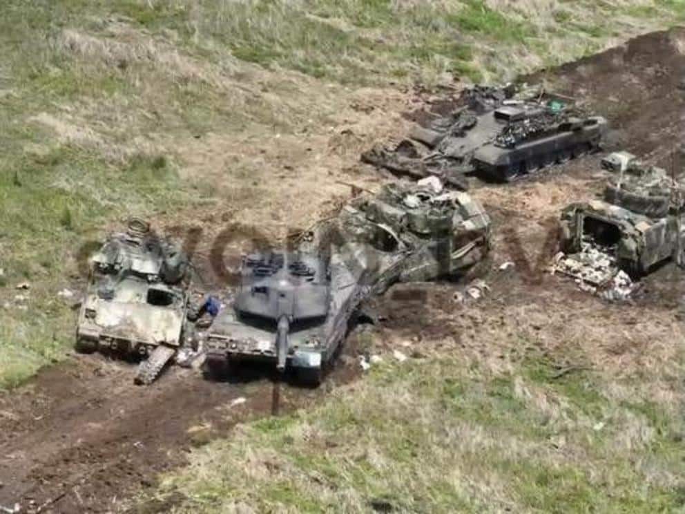 Tanks used by the Ukrainian military, destroyed in the counter-offensive. Photo: Voltaire Network.