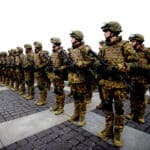 Ceremony in Kiev on March 24 marking the ninth anniversary of the National Guard of Ukraine and the graduation of officers of the National Academy of the National Guard of Ukraine and the Kiev Institute of the National Guard of Ukraine. Photo: President of Ukraine/File photo.