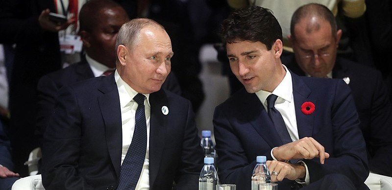 Russian President Vladimir Putin (left), Canadian Prime Minister Justin Trudeau (right). Photo: Institute for Peace and Diplomacy.