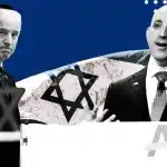 Photo composition: Joe Biden (left) and Jonathan Greenblatt (right), in the background the Star of David. Photo: Mint Press News.