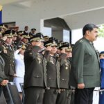 President Nicolás Maduro at the commemorative event for Bolivarian Army Day and the 202nd anniversary of the Battle of Carabobo, standing in front of representatives of the Bolivarian National Armed Forces. Photo: Twitter/@NicolasMaduro.