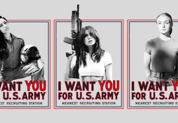 US military recruitment poster with E-Girls on the cover. Photo: MintPress News.
