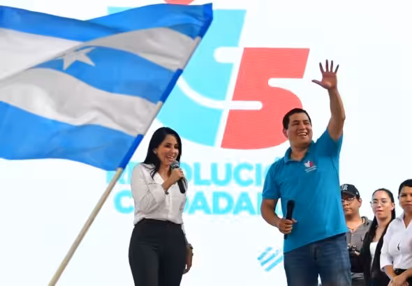 Movimiento Revolución Ciudadana elects Luisa Gonzalez as candidate for presidency at a massive event in Portoviejo, Manabí in Ecuador. Photo: Prensa Latina.