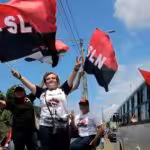 Demonstrators show support for the FSLN, the organization which ended the violent US-backed Somoza dictatorship. File photo.