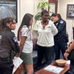 Cuba solidarity activists are arrested inside Senator Bob Menéndez's office in Washington, DC, June 22, 2023. Photo: Bill Hackwell.
