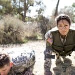 Two US soldiers doing push-ups during outdoor training. Photo: Catherine Ledner/Getty Images.