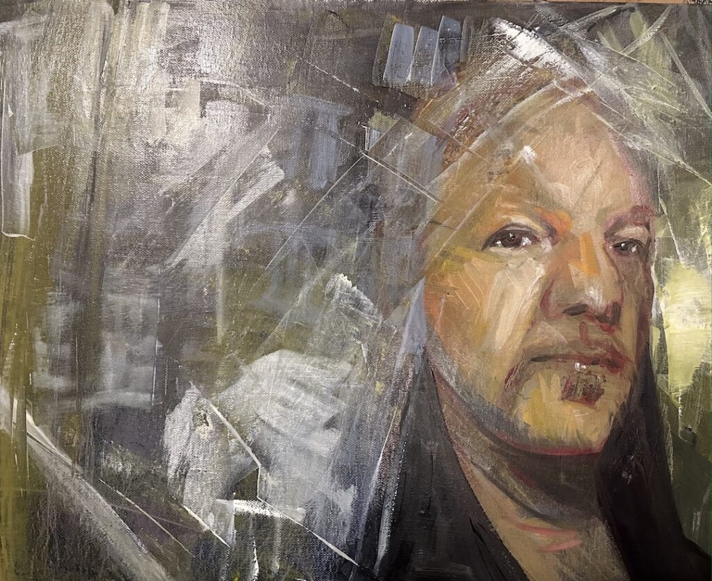 Julian Assange painted on a canvas. Photo: caitlinjohnstone.com/File Photo.
