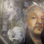 Julian Assange painted on a canvas. Photo: caitlinjohnstone.com/File Photo.
