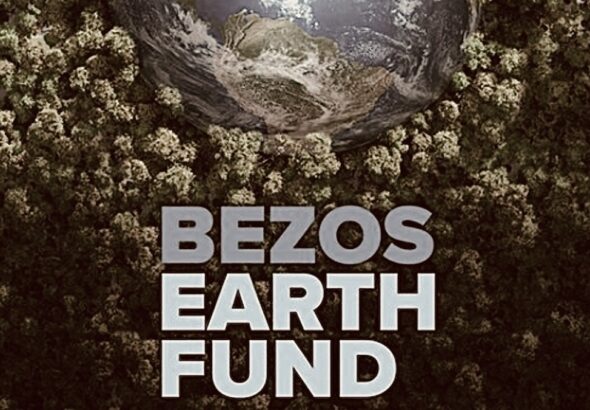 Propaganda poster by Bezes Earth Fund showin earth surrounded by a tupid forest. Photo: File photo.
