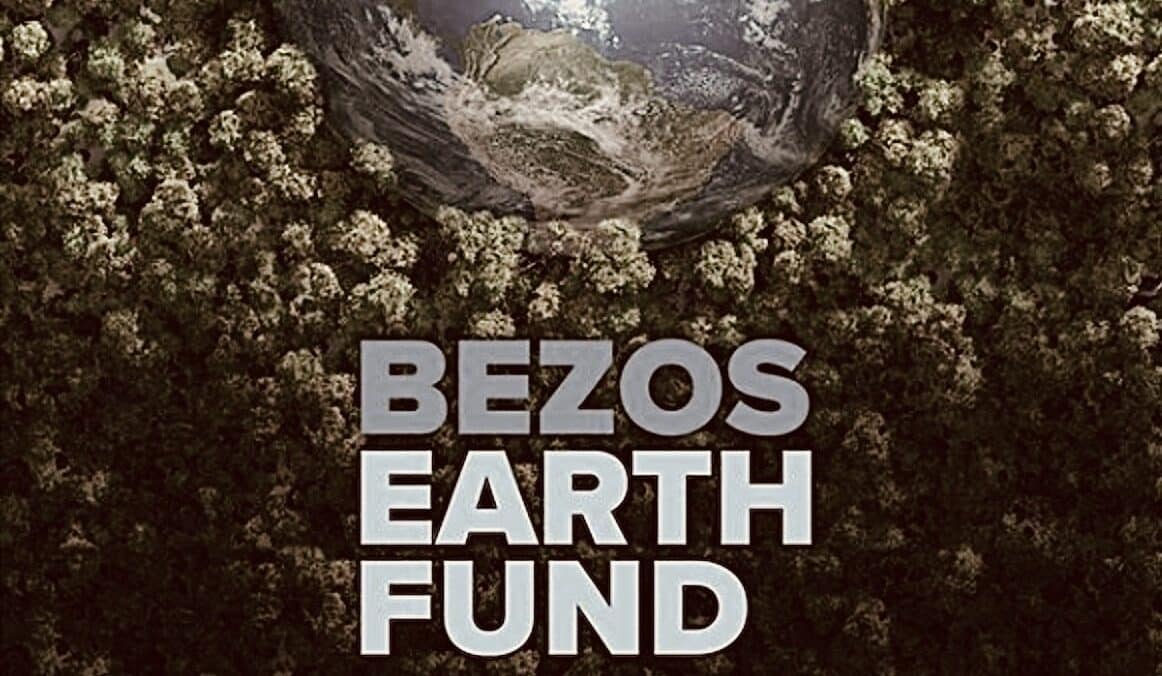 Propaganda poster by Bezes Earth Fund showin earth surrounded by a tupid forest. Photo: File photo.