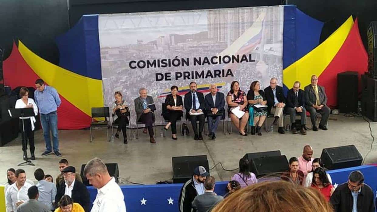 The National Primary Commission of the Venezuelan opposition holds a press conference. Photo: Twitter/@cnprimariave.