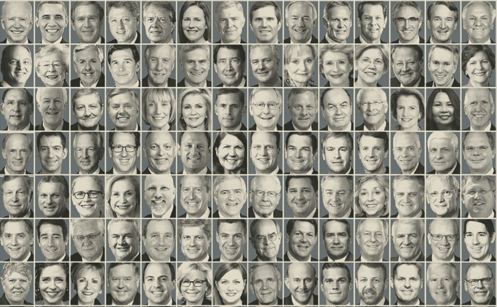 Portraits of US politicians identified by a Reuters investigation as descendants of slave owners. Photo: Reuters.