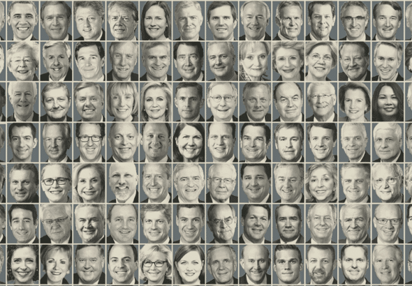 Portraits of US politicians identified by a Reuters investigation as descendants of slave owners. Photo: Reuters.