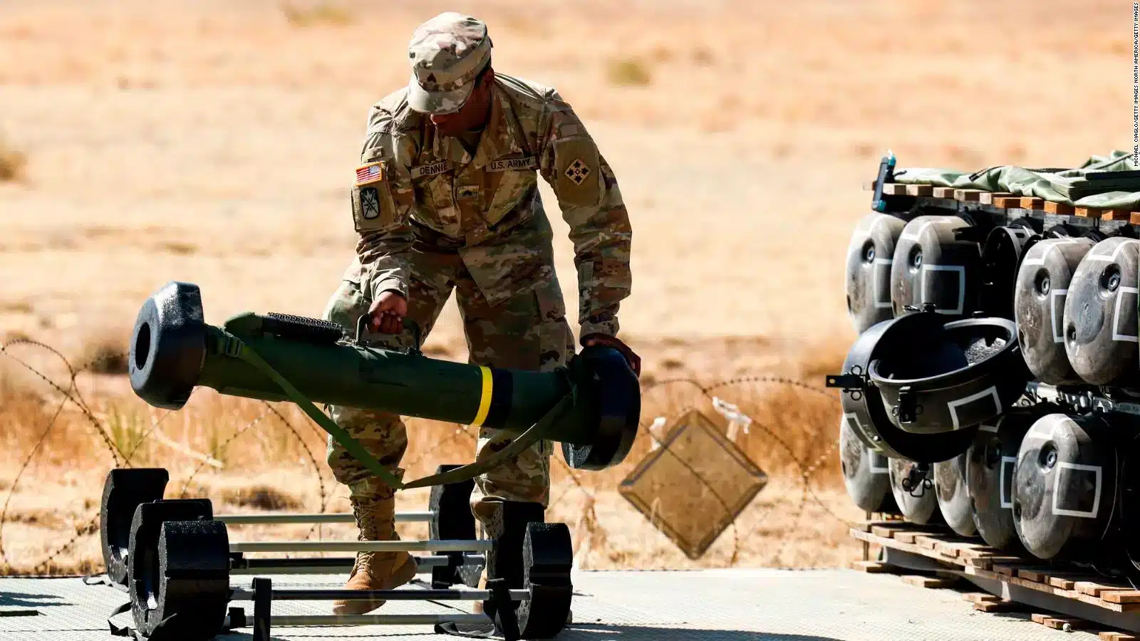 A US Army soldier with a Javelin missile. Photo: Getty Images.