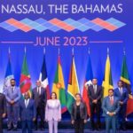 Group photo of the CARICOM heads of government with US Vice President Kamala Harris after the summit in Bahamas. Photo: CARICOM.