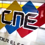A CNE logo on a glass window. Photo: Venezuela Analysis.