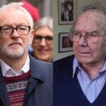 British MP Jeremy Corbyn (left) and Nobel peace prize winner Adolfo Pérez Esquivel (right). Photo: Al Mayadeen.