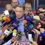 Venezuelan opposition Deputy José Brito giving statements to the press on June 26, after requesting the Comptroller's Office to provide information about the political disqualification status of several opposition politicians running in the opposition primaries. Photo: National Assembly of Venezuela.