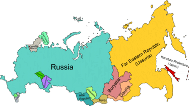 This isn’t Budanov’s map, but is similar. If you google US aim to partition Russia and click on images, you get a number of variations. Photo: Urban ramblings.