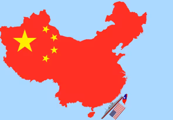 Clipart of China and US naval activity in the Taiwan Strait. Photo: caitlinjohnstone.com.