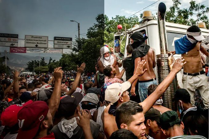 Unrest at the Simon Bolivar International Bridge near Cucuta, using two different filters. Photo: FAIR.