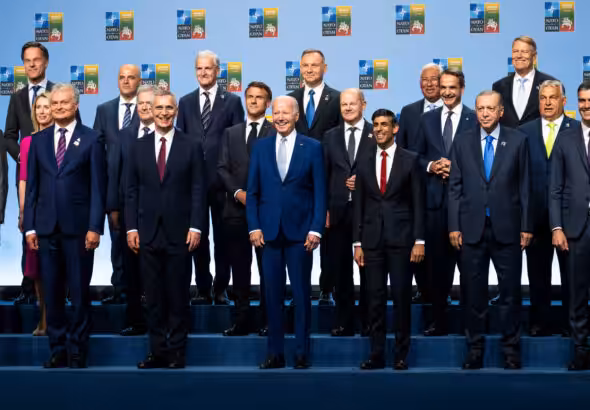 Leaders of the NATO member countries at the group’s summit in Vilnius, Lithuania, on July 11, 2023. Photo: Doug Mills/The New York Times.