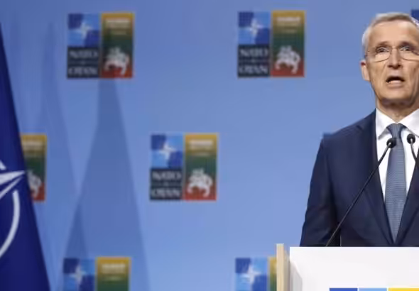 NATO Secretary General Jens Stoltenberg speaks during a media conference ahead of a NATO summit in Vilnius, Lithuania, July 10, 2023. Photo: AP.