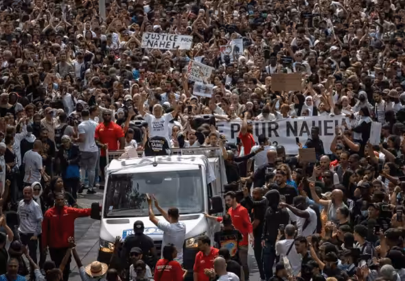 Protests in Nanterre in France on June 29. Photo: Aurelien Morissard/Xinhua.