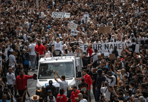 Protests in Nanterre in France on June 29. Photo: Aurelien Morissard/Xinhua.