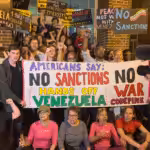 Codepink activists demonstrate against unilateral US coercive measures imposed on Venezuela. Photo: Codepink.