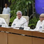 Colombian President Gustavo Petro (left) and ELN Commander Antonio García (right), with Cuban President Miguel Díaz-Canel (center) during the ongoing peace talks in Havana, Cuba. Photo: Presidency of Colombia.