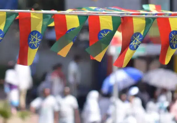 A chain of Ethiopian flags at an event. Photo: Flickr/Global Panorama.