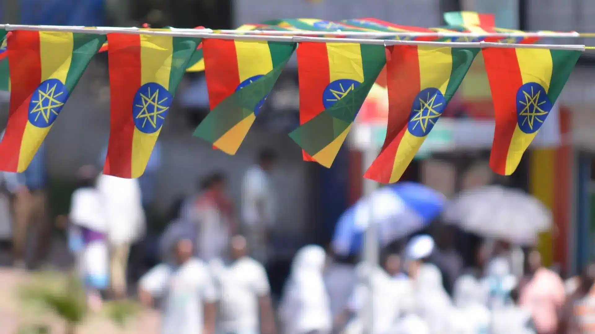 A chain of Ethiopian flags at an event. Photo: Flickr/Global Panorama.