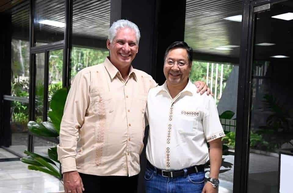 Cuban President Miguel Diaz-Canel (left) and Bolivian President Luis Arce (right) during their meeting in Havana on Saturday, July 1, 2023. Photo: Twitter/@PrensaLatina.