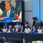 Colombian President Gustavo Petro during his speech at the CELAC Summit in Argentina last January. Photo: Twitter/CancilleriaCol/File photo.