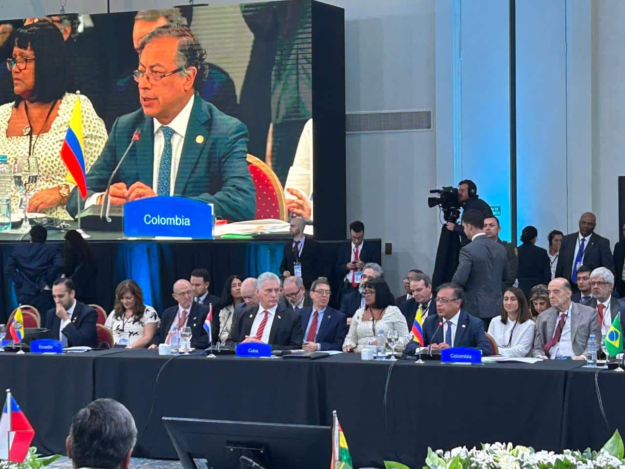 Colombian President Gustavo Petro during his speech at the CELAC Summit in Argentina last January. Photo: Twitter/CancilleriaCol/File photo.