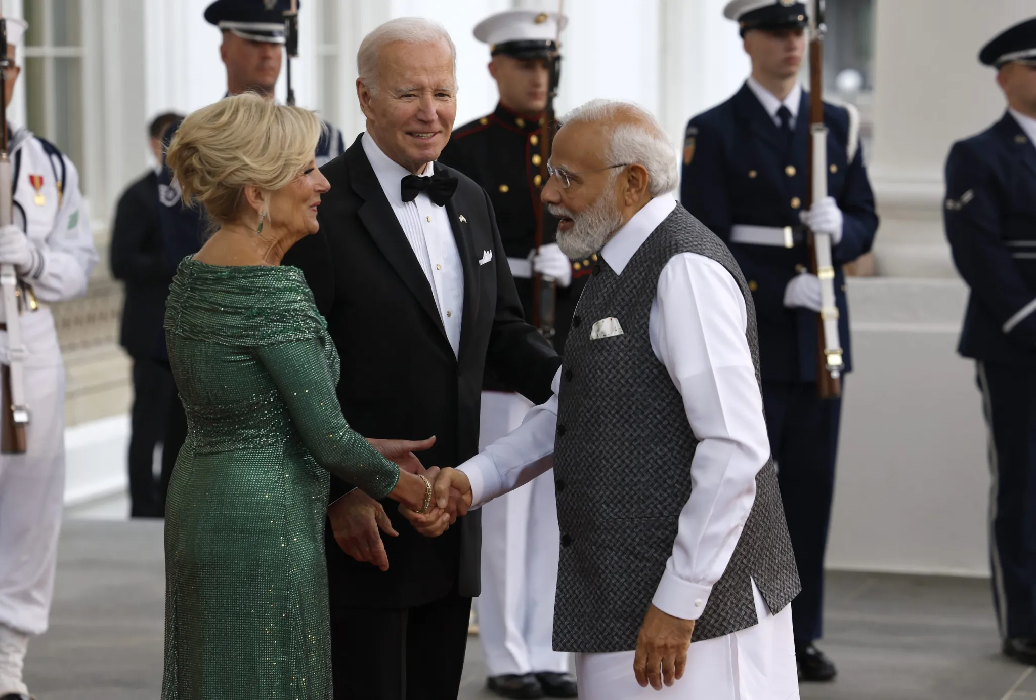 US President Joe Biden and first lady Jill Biden welcome Indian Prime Minister Narendra Modi to the White House on June 22, 2023, in Washington, DC. Photo: Anna Moneymaker/Getty Images.