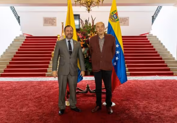 Venezuelan Foreign Minister Yvan Gil (left) and Colombian Foreign Minister Álvaro Leyva (right) in Bogota, Colombia, June 30, 2023. Photo: Twitter/@yvangil.