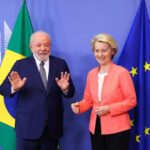 President Luiz Inacio Lula da Silva (left) and head of the European Commission Ursula von der Leyen in Brussels (right) in Brussels on 17 Jul 2023. Photo: Simon Wohlfahrt/Bloomberg.