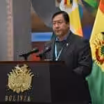 President Luis Arce gives a speech. Photo: Reuters.