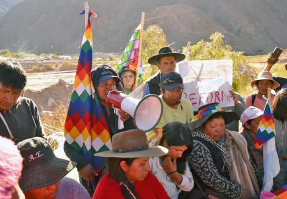 Assembly of numerous indigenous communities in Purmamarca, Jujuy. Photo: Twitter/@telesisaoficial.