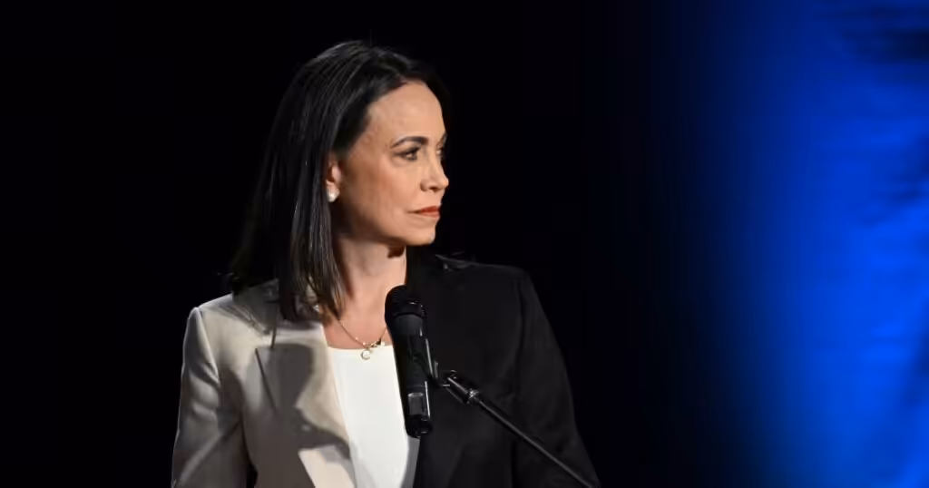 Far-right Venezuelan politician Maria Corina Machado during a debate in preparation for the opposition primaries. Photo: El Nacional/File photo.